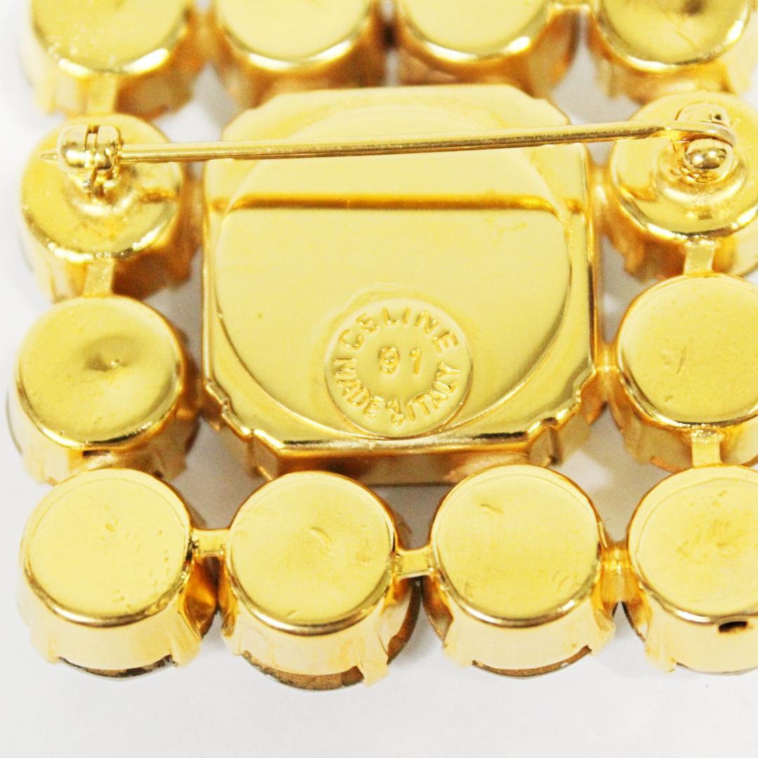 激レア 極美品 セリーヌ ピンブローチ ラインストーン ゴールド CELINE