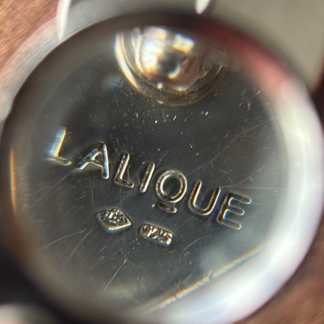 LALIQUE◎ シルバー925刻印カービングクリスタルブローチ◎ルネ・ラリック