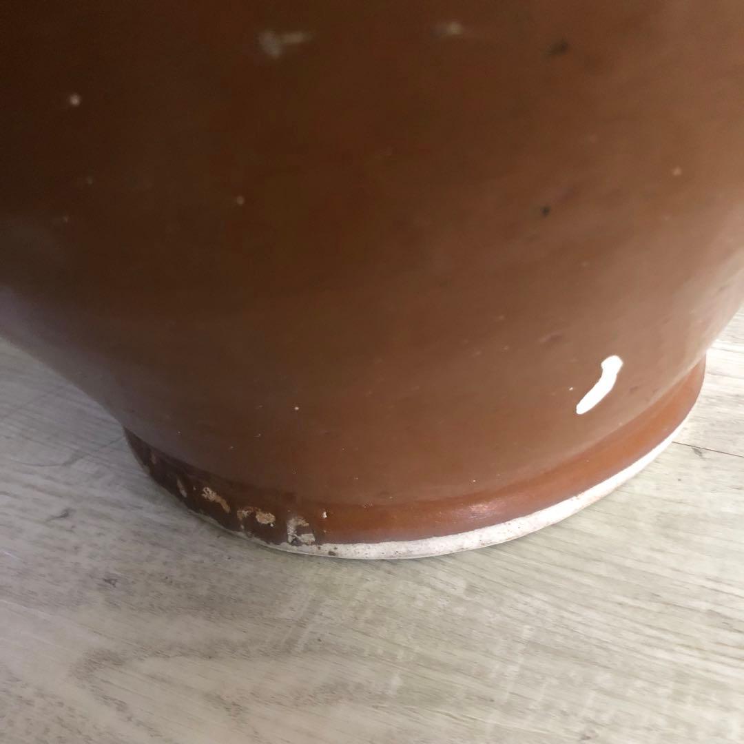 希少大型水甕かめつぼ漬物梅干し壺34cm水鉢睡蓮鉢陶器焼き物ビンテージ当時物