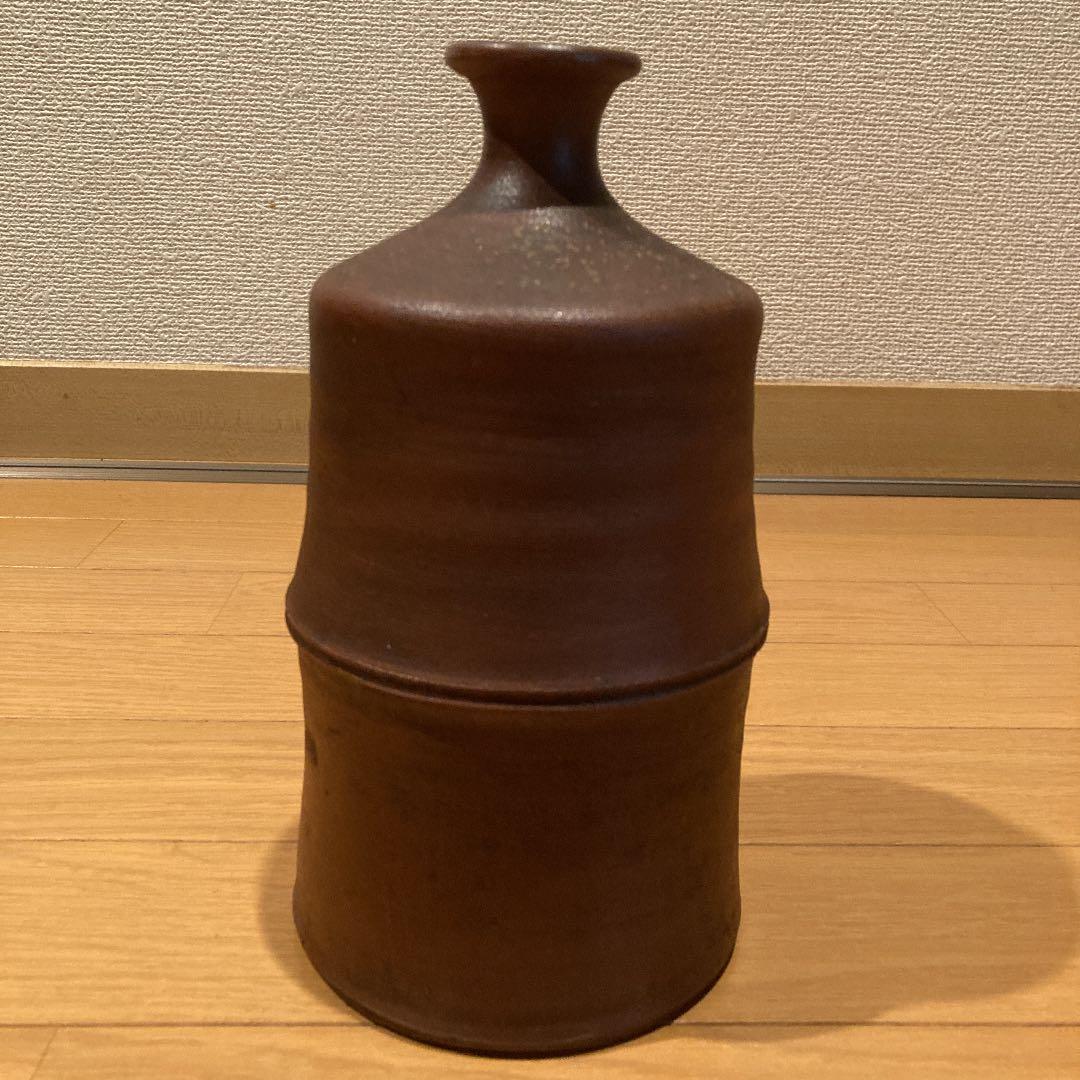 備前焼　竹型　花生け　茶道具　一輪挿し