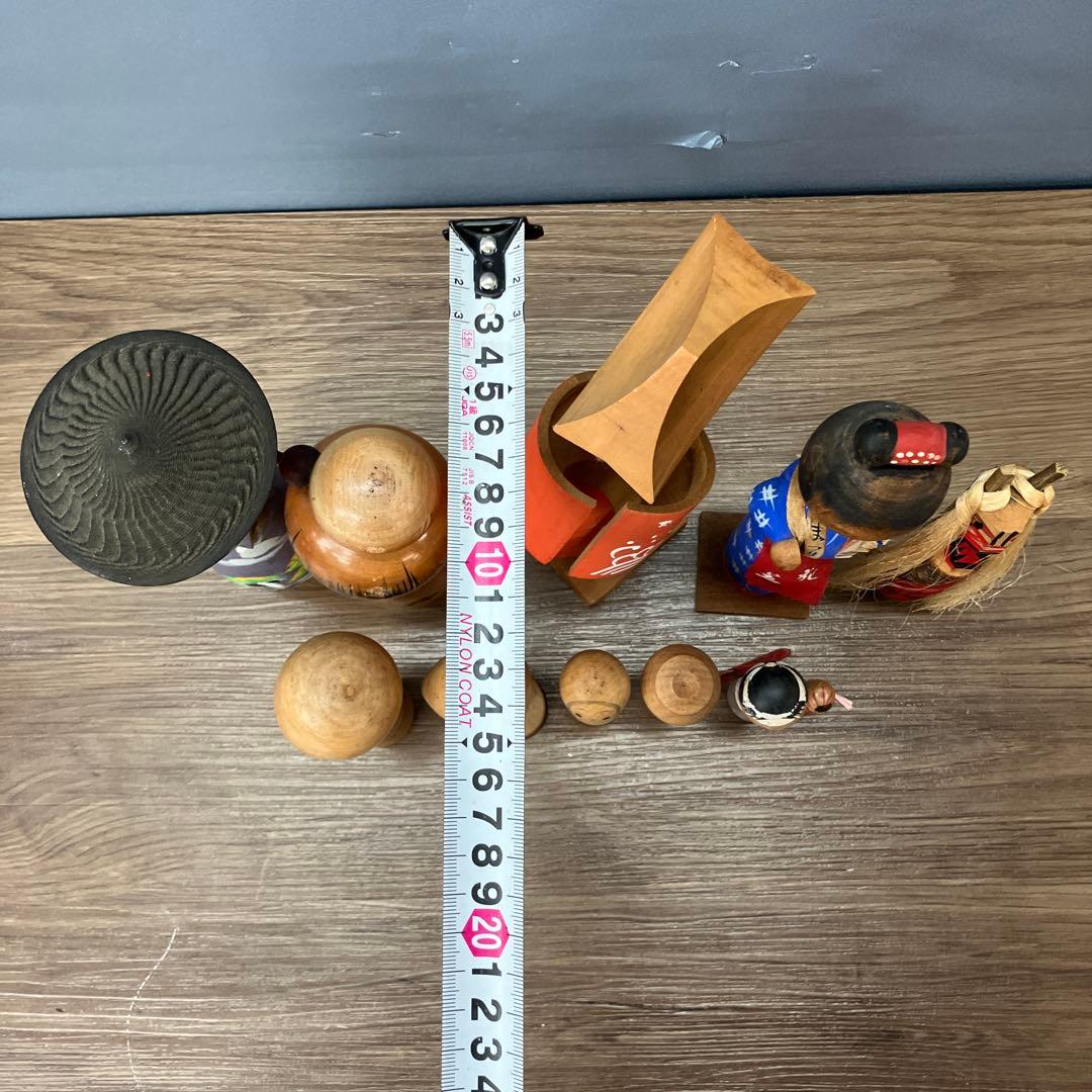 4F こけし まとめ売り 創作こけし 民芸品 木工品 11点セット アンティーク