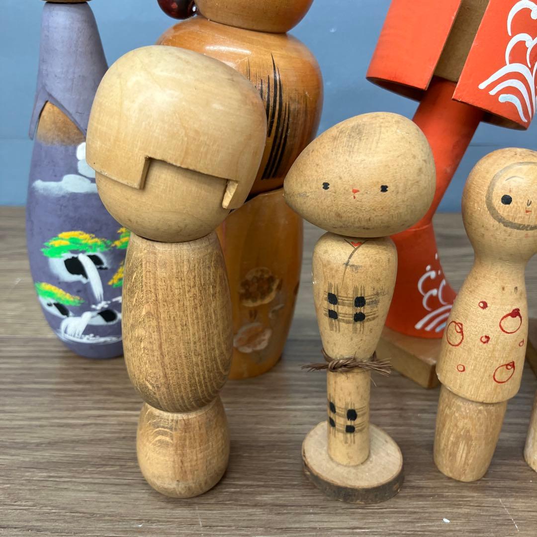 4F こけし まとめ売り 創作こけし 民芸品 木工品 11点セット アンティーク