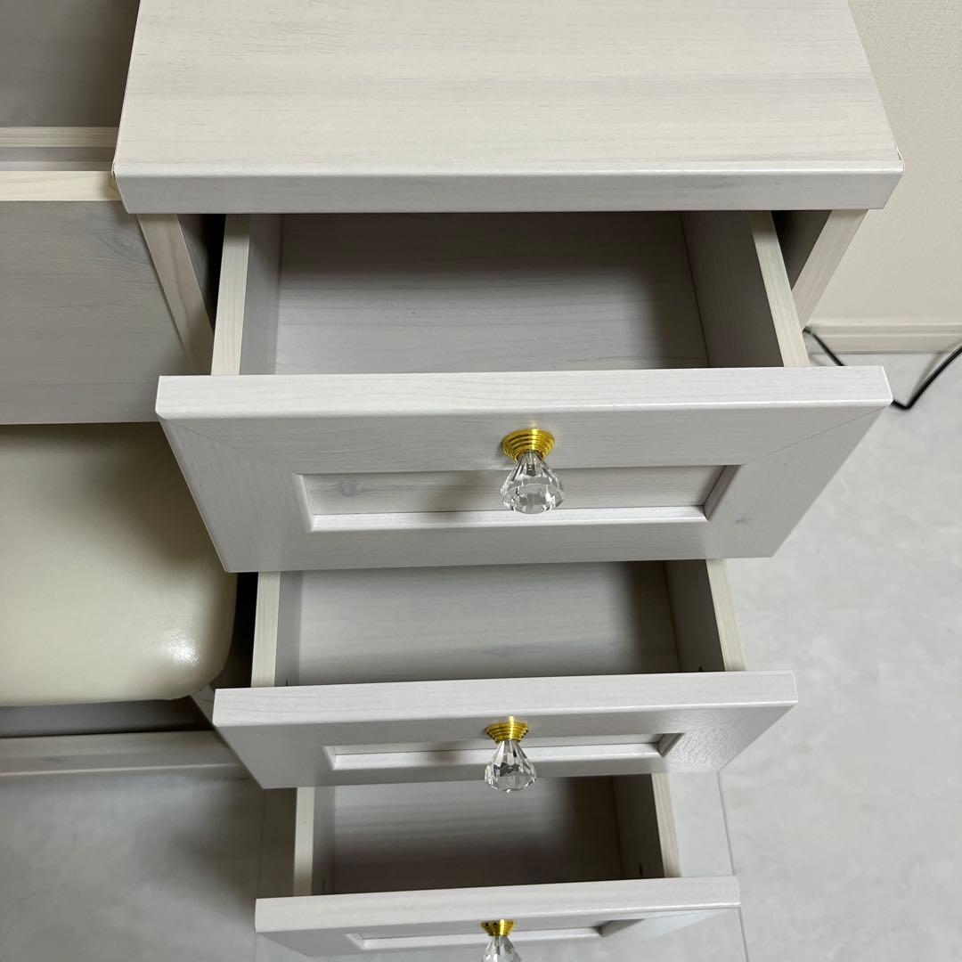 【きらら】ホワイト木製ドレッサー・ミラー