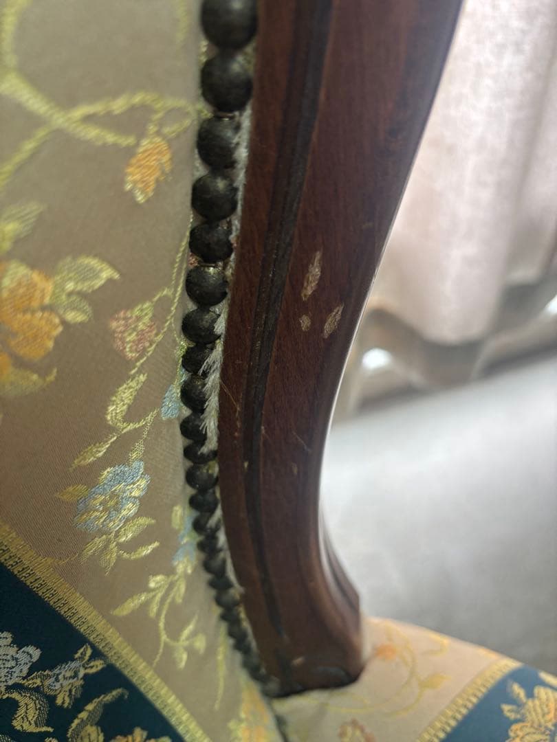 【オシャレ花柄刺繍‼️】アンティークチェア 椅子 猫脚