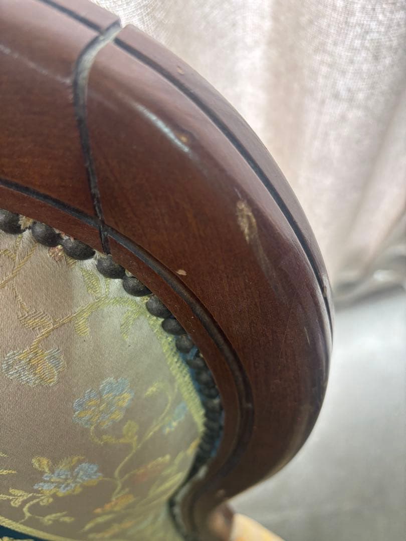 【オシャレ花柄刺繍‼️】アンティークチェア 椅子 猫脚