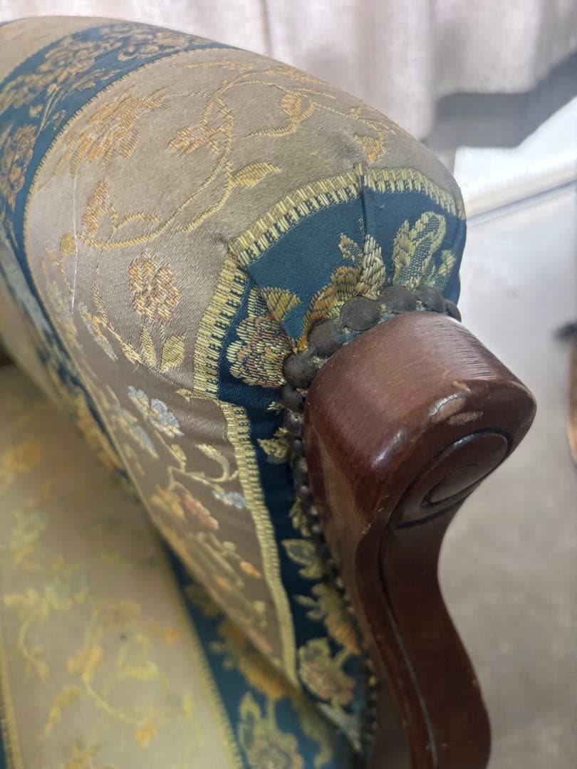 【オシャレ花柄刺繍‼️】アンティークチェア 椅子 猫脚