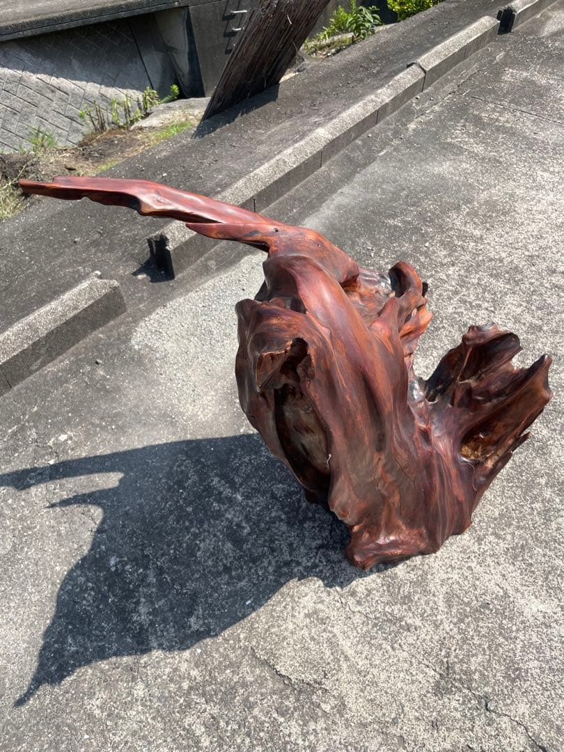 屋久杉　ダークブラウン 木製彫刻 自然形状