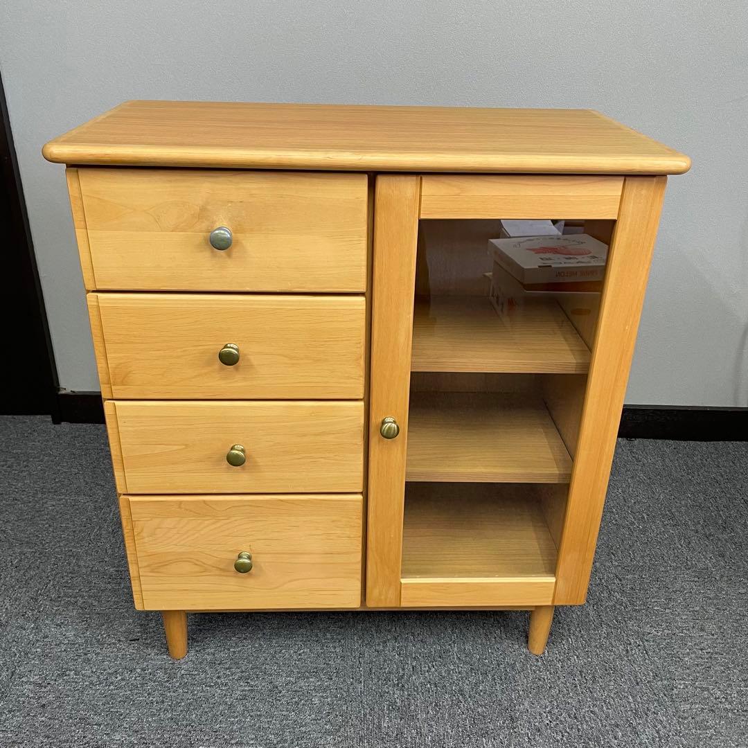 【美品】木製キャビネット ナチュラル 幅70cm サイドボード　北欧風　家具