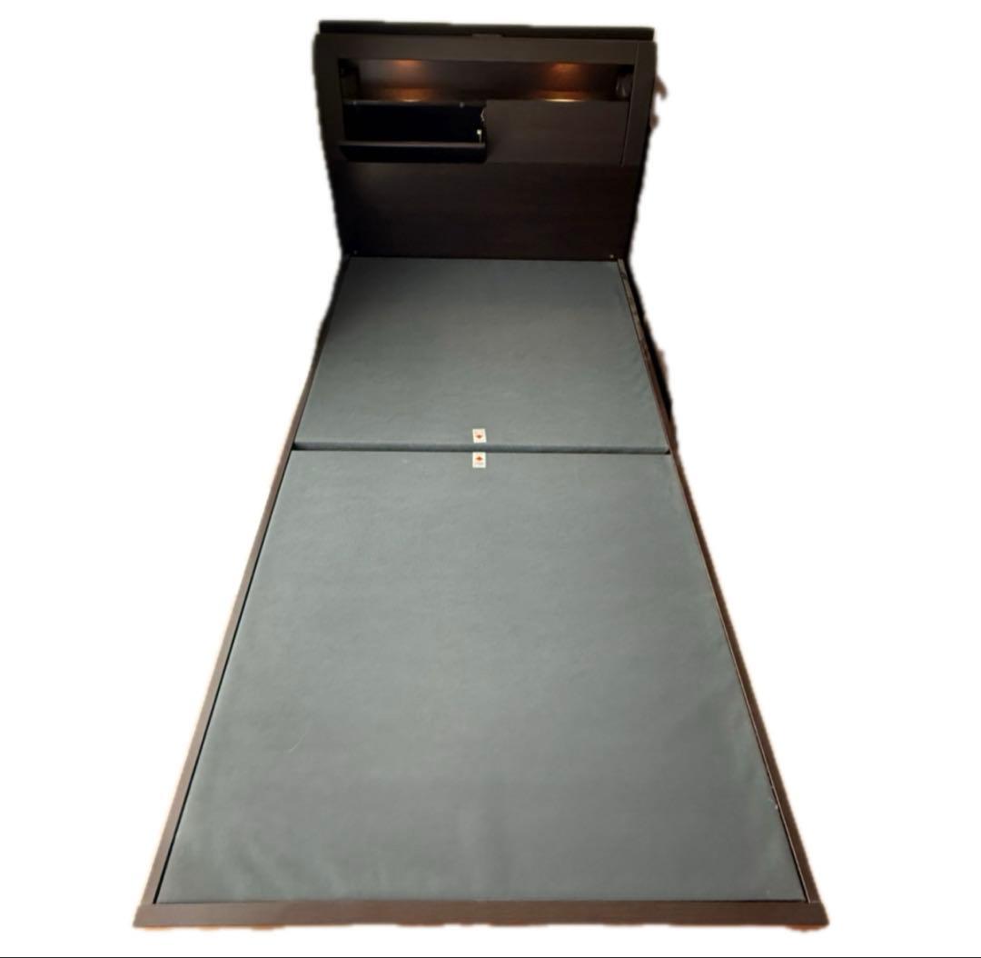 シングルベッドフレーム ダークブラウン 引き出し付き