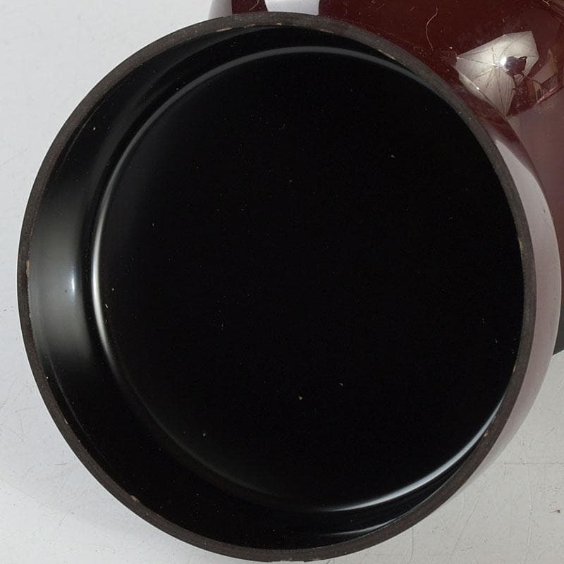 茶道具　山中塗　熊谷秀穂作　玄々斉好　溜塗　源氏棗　V　9436