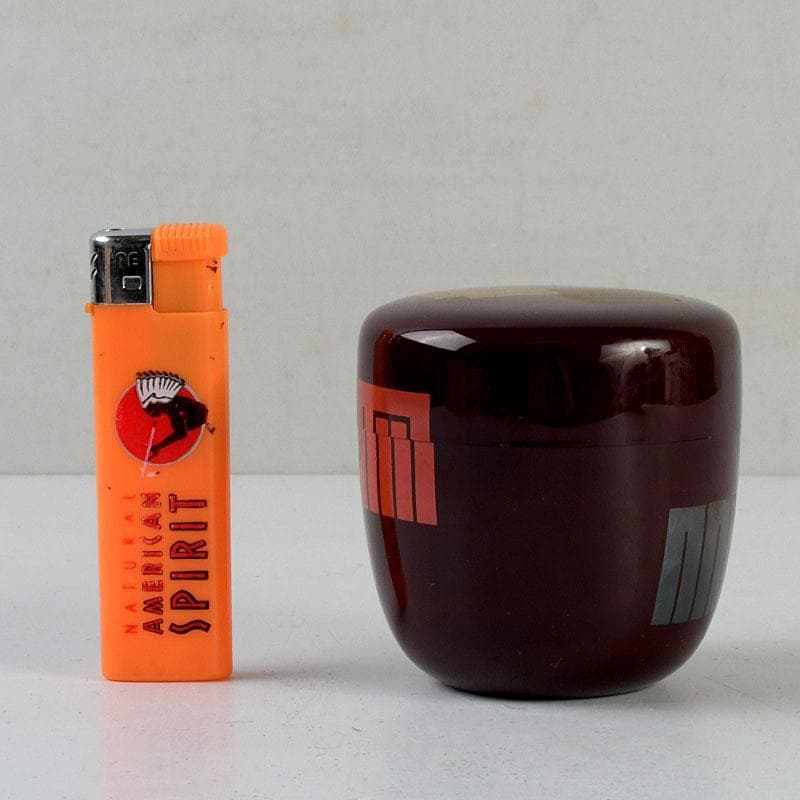 茶道具　山中塗　熊谷秀穂作　玄々斉好　溜塗　源氏棗　V　9436