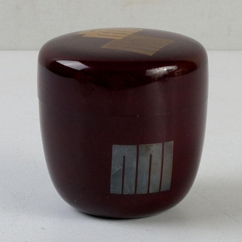 茶道具　山中塗　熊谷秀穂作　玄々斉好　溜塗　源氏棗　V　9436