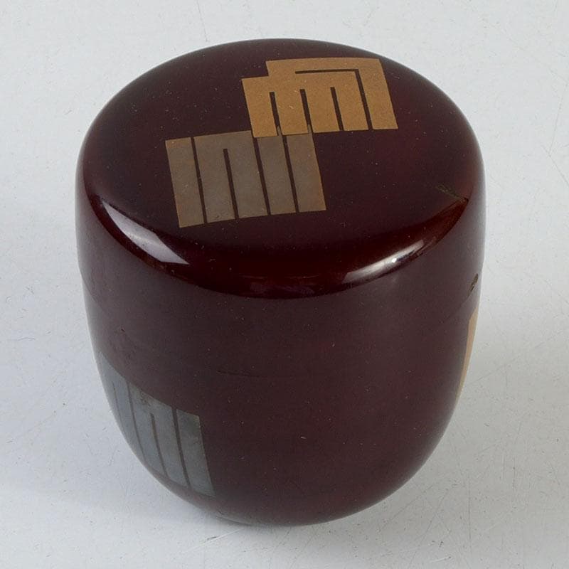 茶道具　山中塗　熊谷秀穂作　玄々斉好　溜塗　源氏棗　V　9436