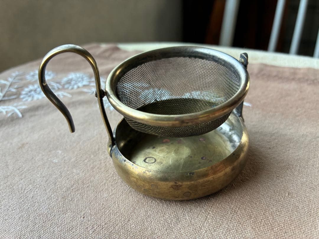 フランス　アンティーク　ティー　ストレーナー　真鍮　茶漉し　100年　レア