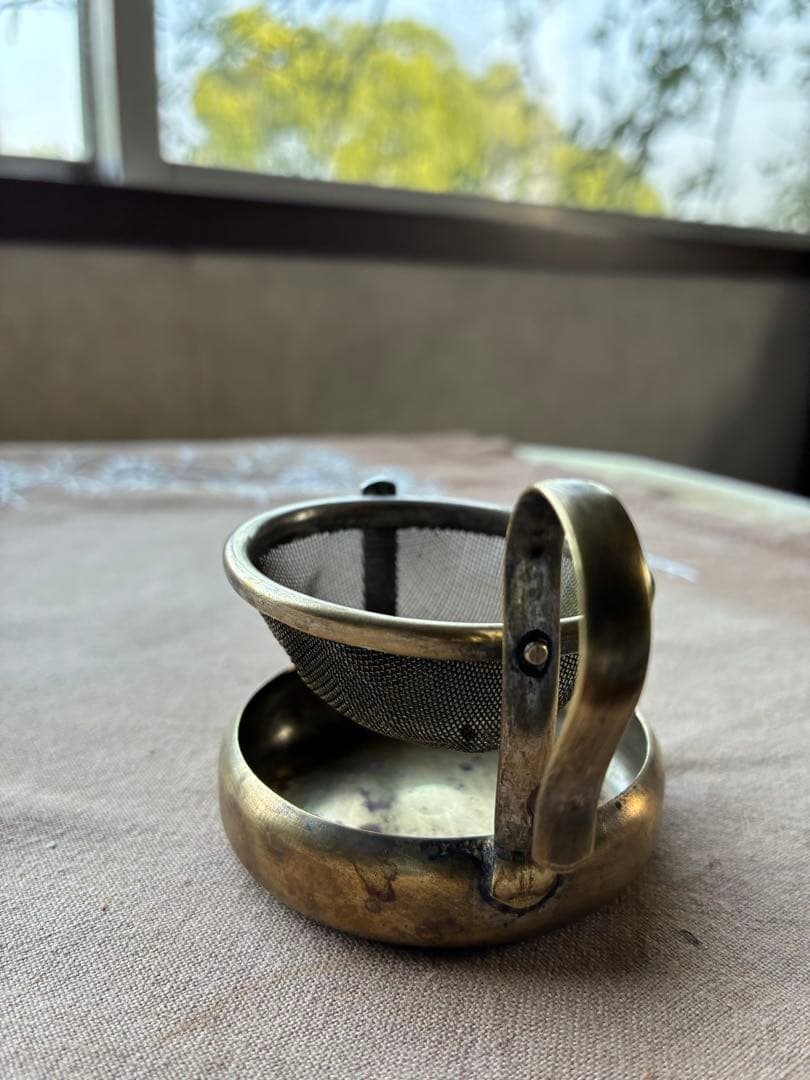 フランス　アンティーク　ティー　ストレーナー　真鍮　茶漉し　100年　レア