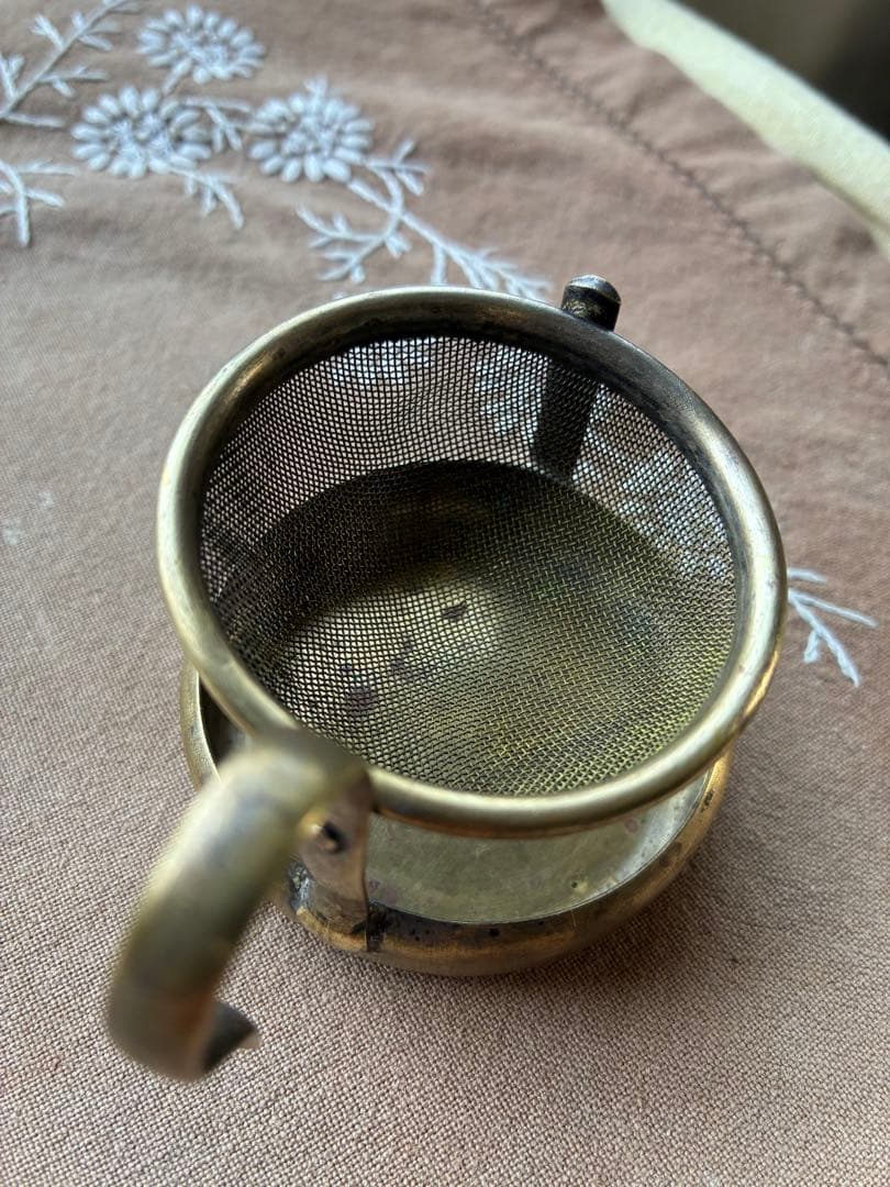 フランス　アンティーク　ティー　ストレーナー　真鍮　茶漉し　100年　レア