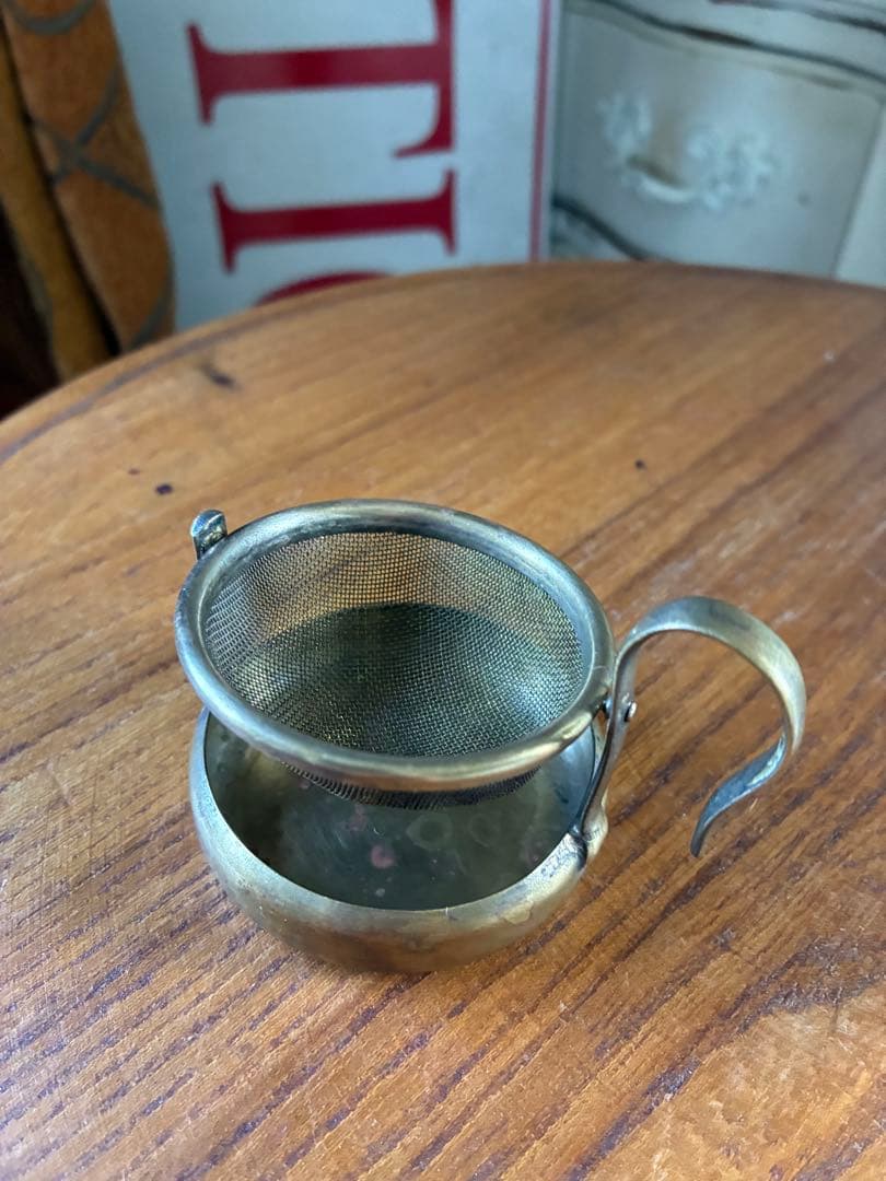 フランス　アンティーク　ティー　ストレーナー　真鍮　茶漉し　100年　レア