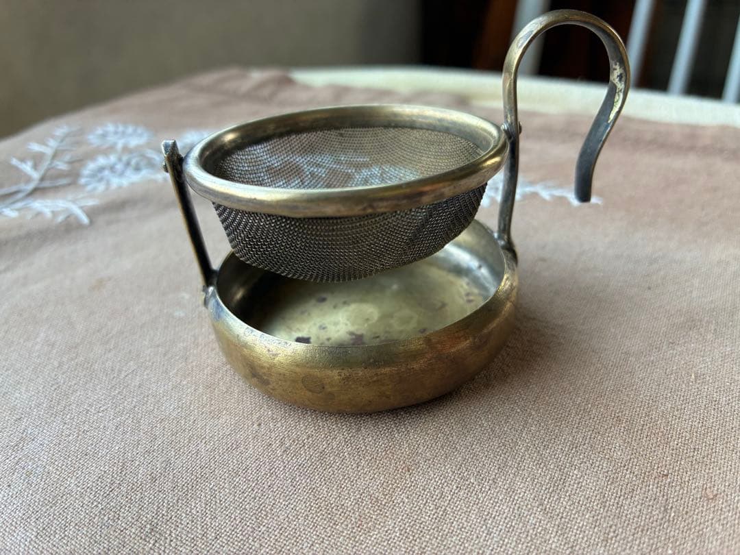 フランス　アンティーク　ティー　ストレーナー　真鍮　茶漉し　100年　レア