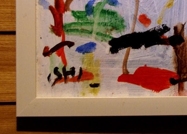 抽象画　　「彩-11」　色紙に油彩の抽象画