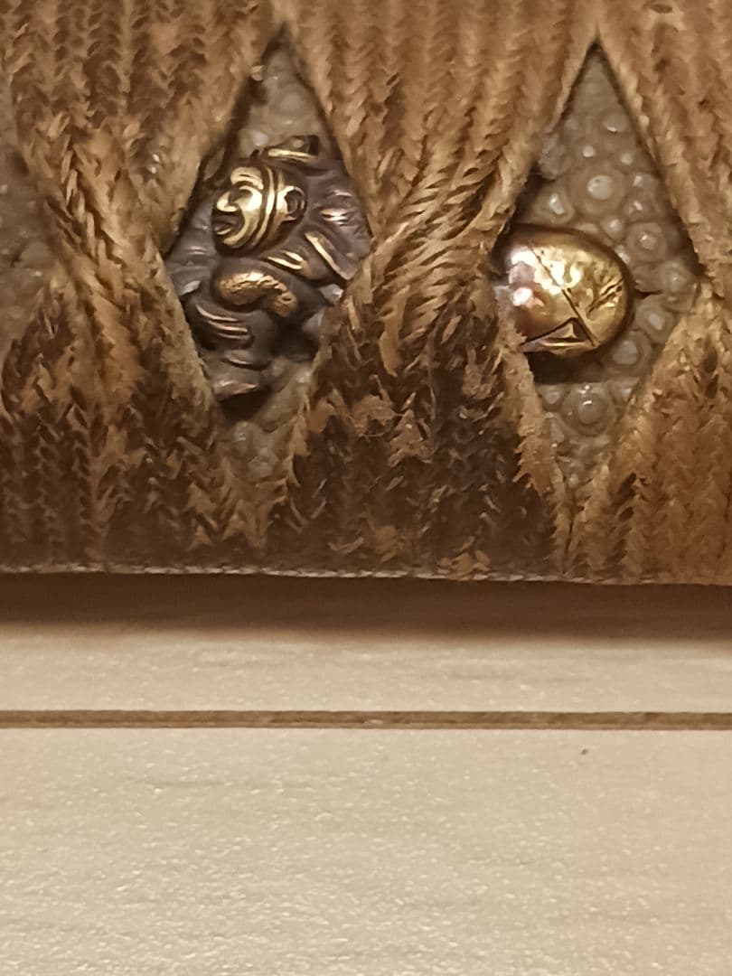 刀装具　武具　拵え　目貫　柄　本鮫皮 金象嵌　江戸時代前期