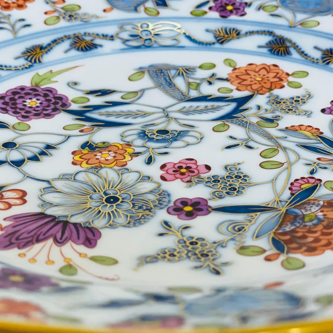 Meissen マイセン カラーオニオン 金彩 プレート ボタン剣 約24cm