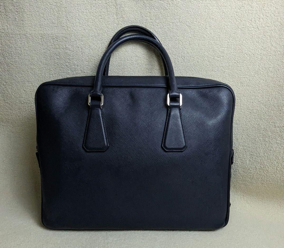 PRADA プラダ ビジネスバッグ サフィアーノレザー 紺 A4収納可