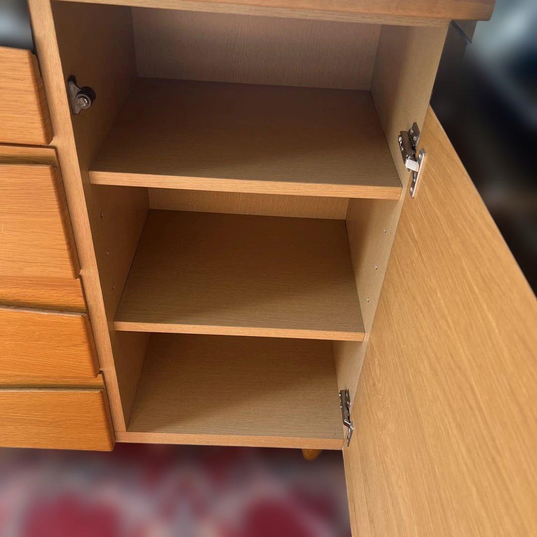 ナチュラルウッド スリムデザインチェスト　サイドボード　リビングボード