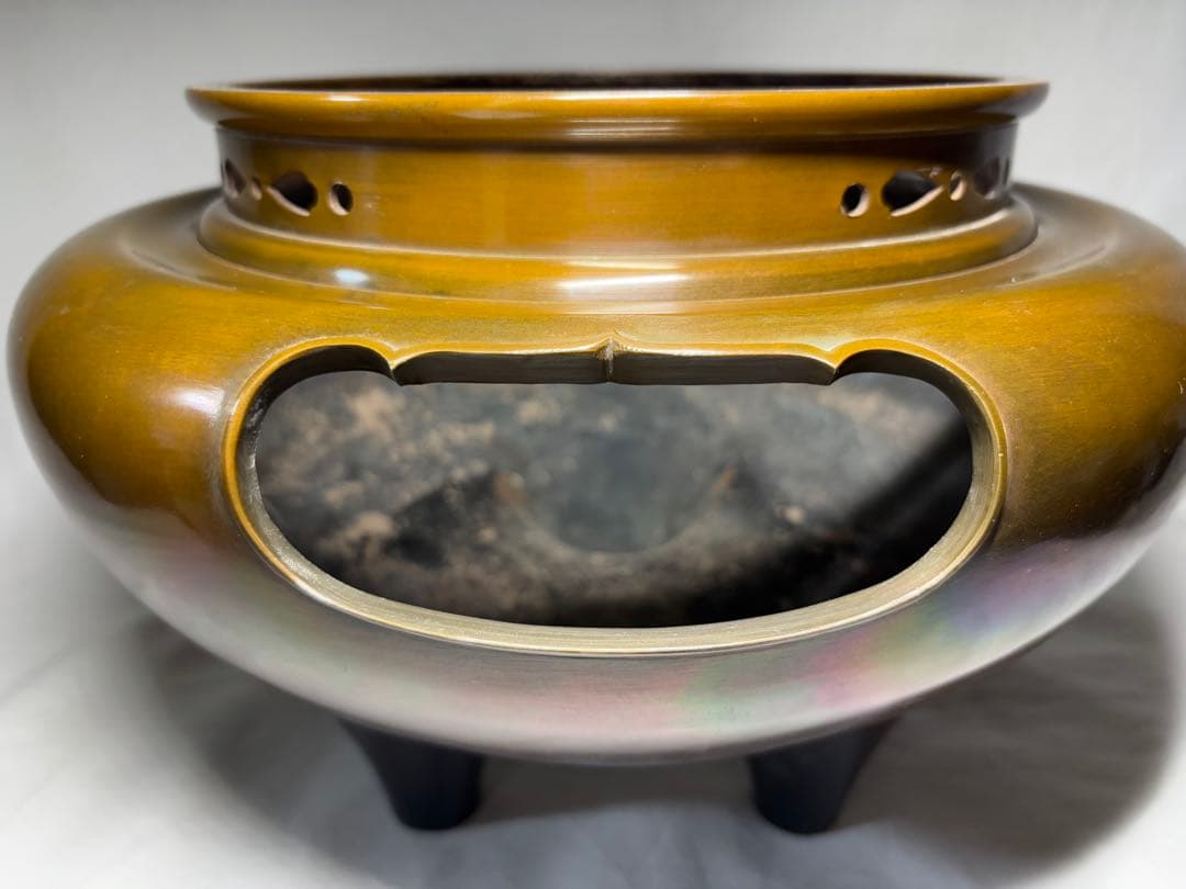 金森紹栄 唐銅朝鮮風炉 釜 風炉 茶道具 共箱付き