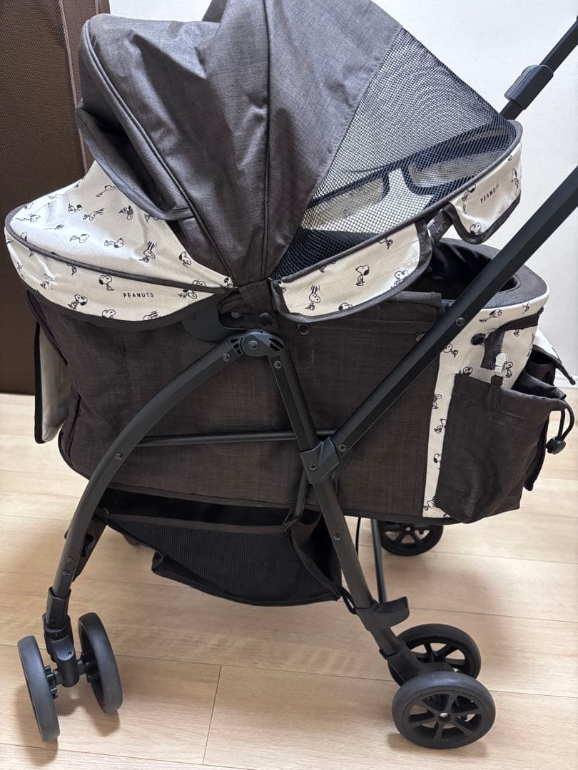 犬用ペットカート ダークブラウン スヌーピー