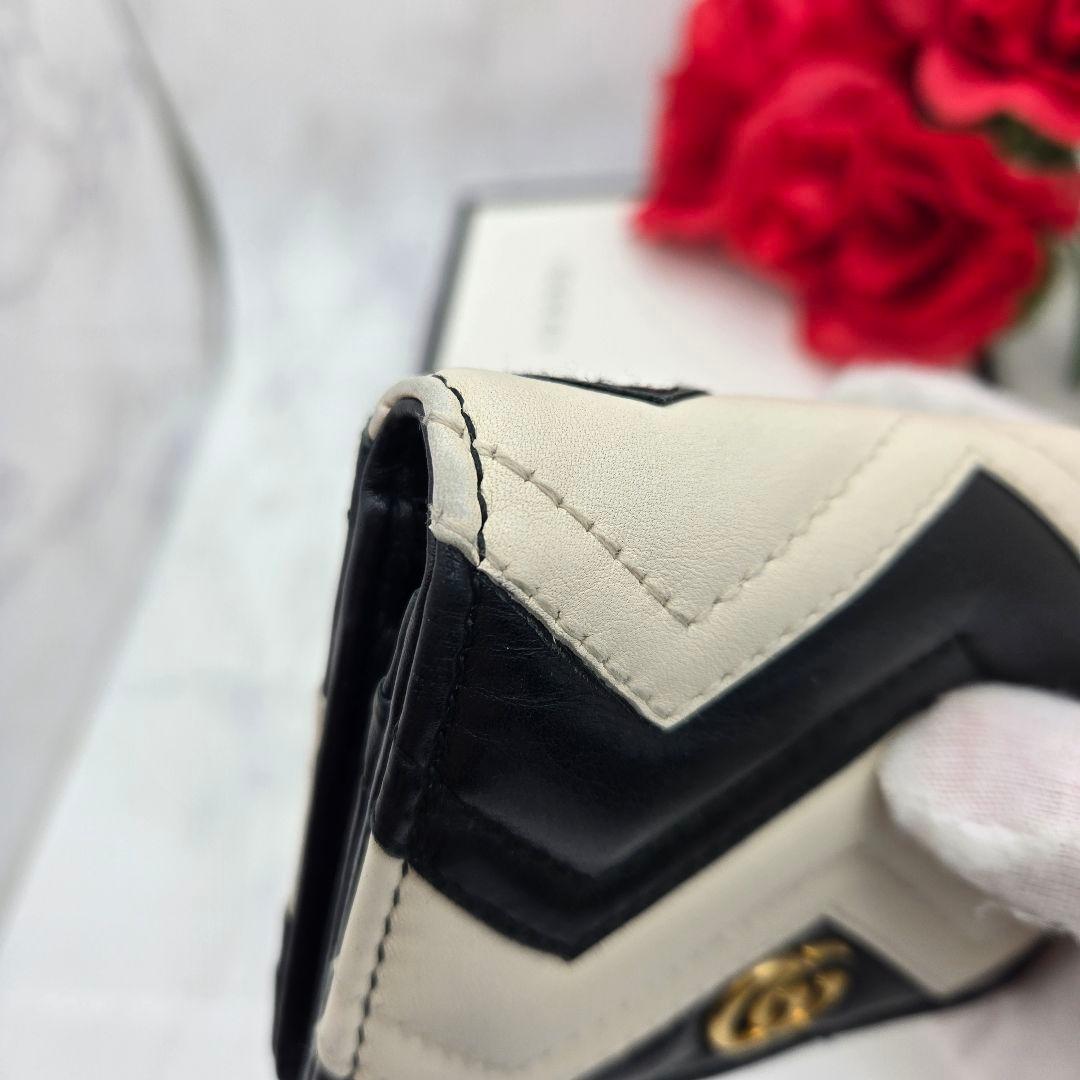 【美品】 GUCCI グッチ 折り財布 財布 GG マーモント キルティング 黒