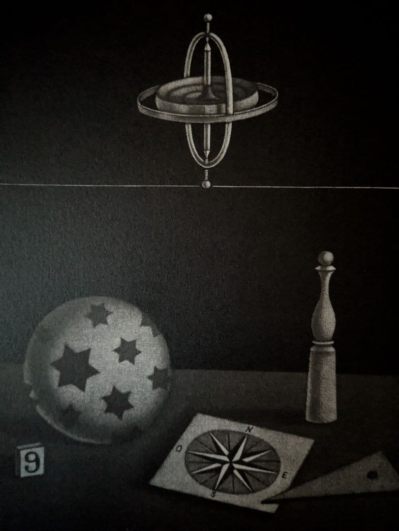 o長谷川潔の500部限定作品 「ジロスコ―プのある静物画」真作保証