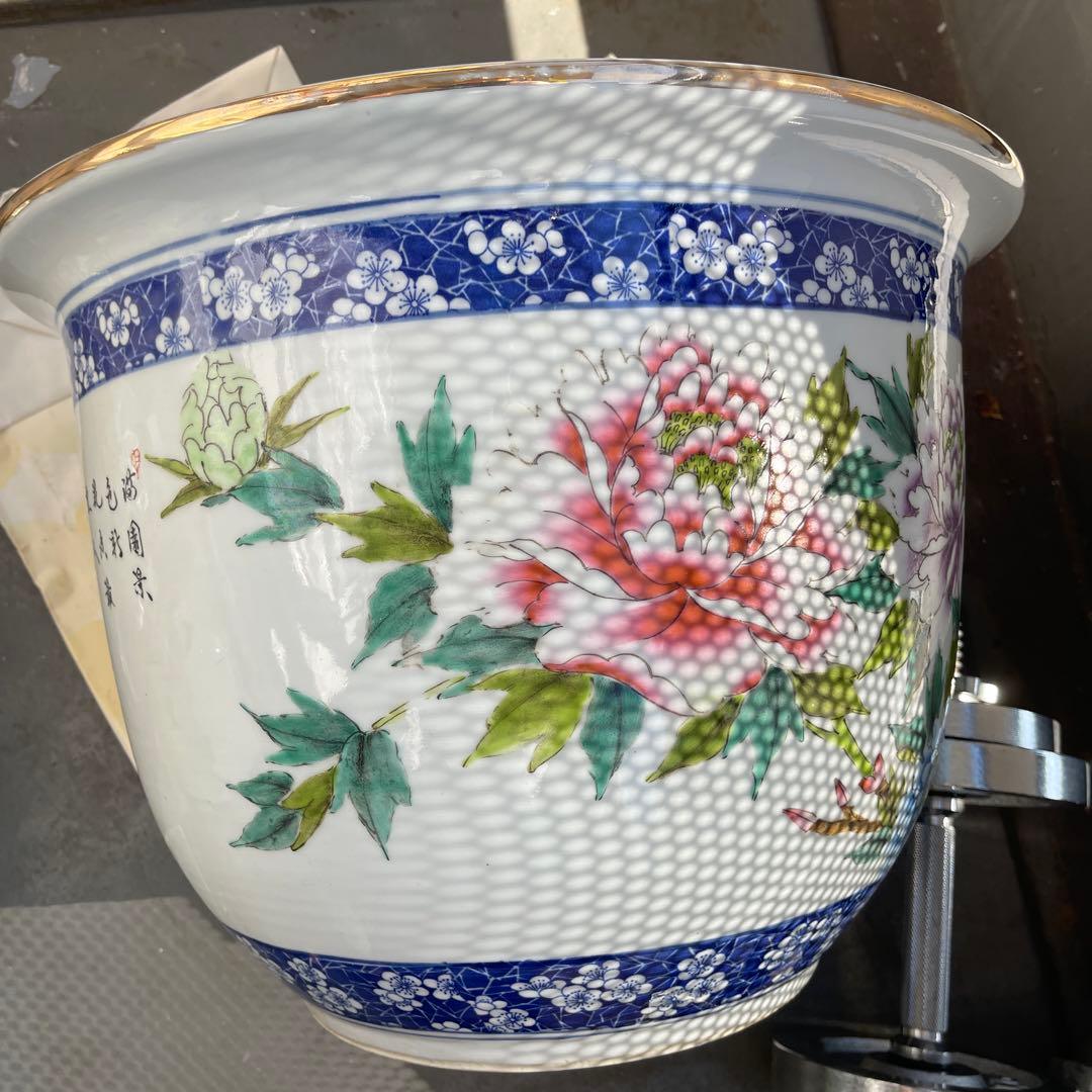 花柄陶器鉢 直径約40cm