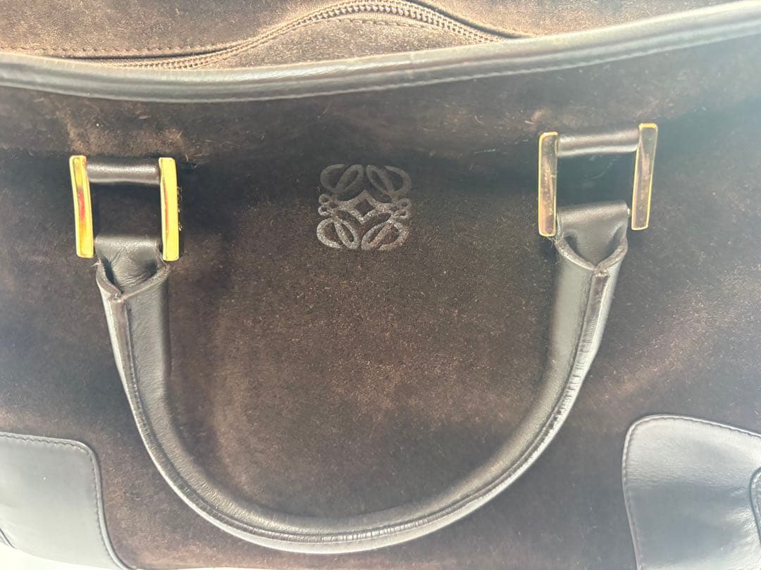 ロエベ ハンドバッグ メンズ レディース アマソナ32 焦げ茶色 ロゴ