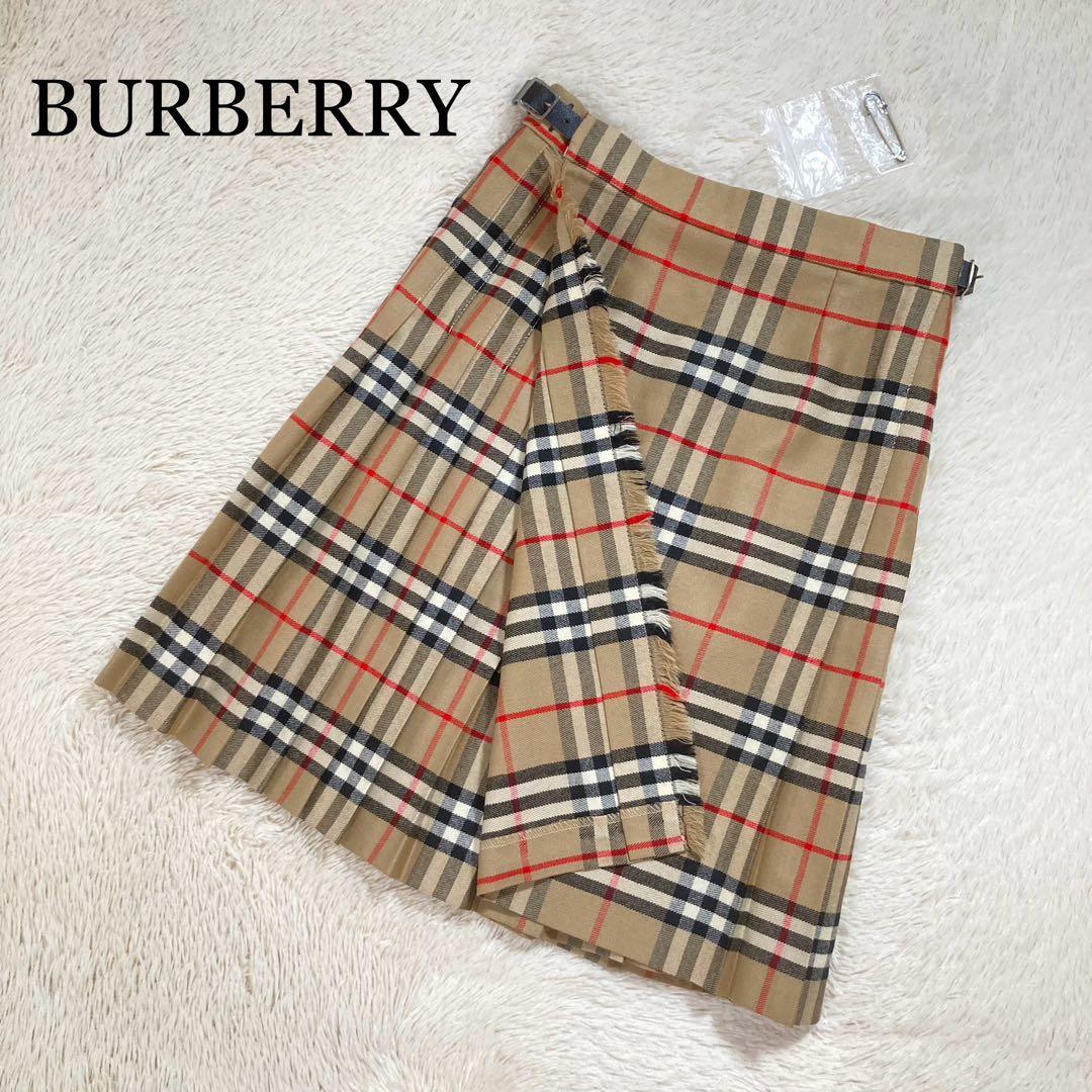 美品 バーバリーズ プリーツ 巻きスカート 2WAYノバチェック スコットランド