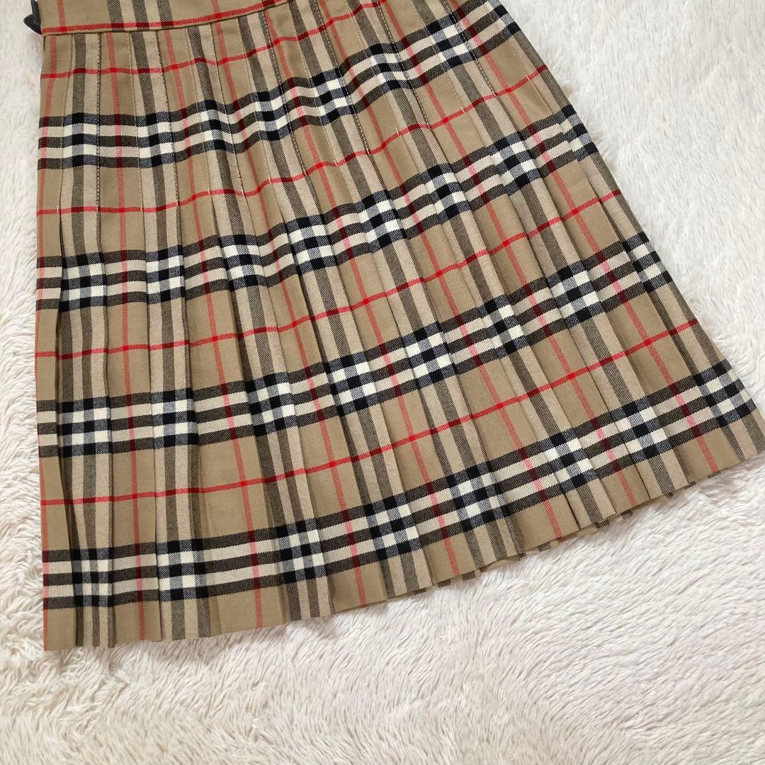 美品 バーバリーズ プリーツ 巻きスカート 2WAYノバチェック スコットランド
