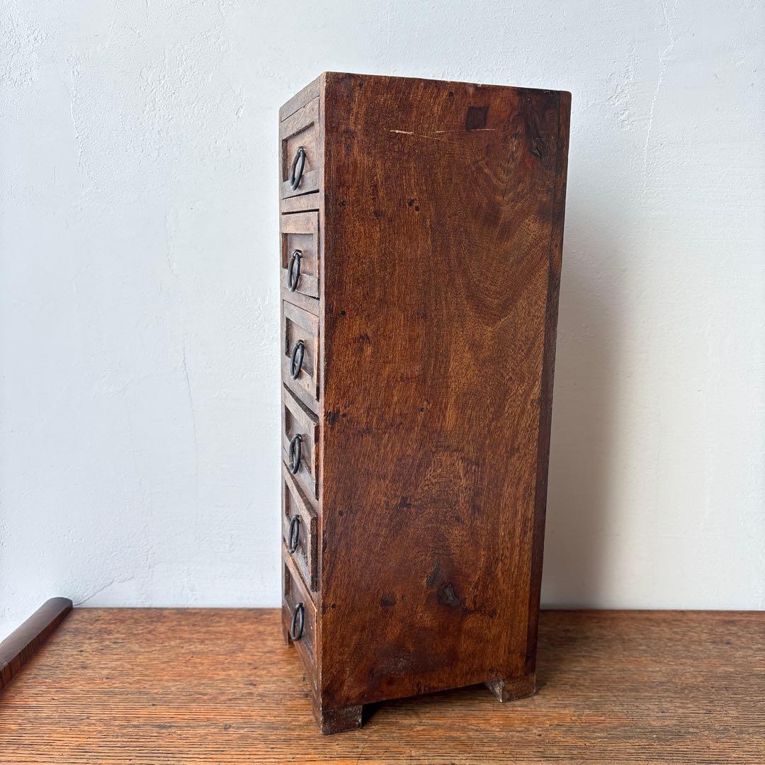 木製 引き出し 6杯 縦長 インド アジアン家具 小物入れ ミニ箪笥 チェスト
