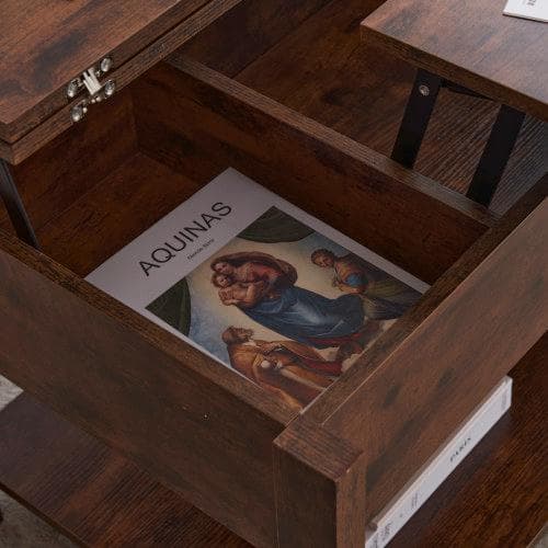 ローテーブル 収納付き センターテーブル 天板昇降式 天板2倍展開可能 大容量