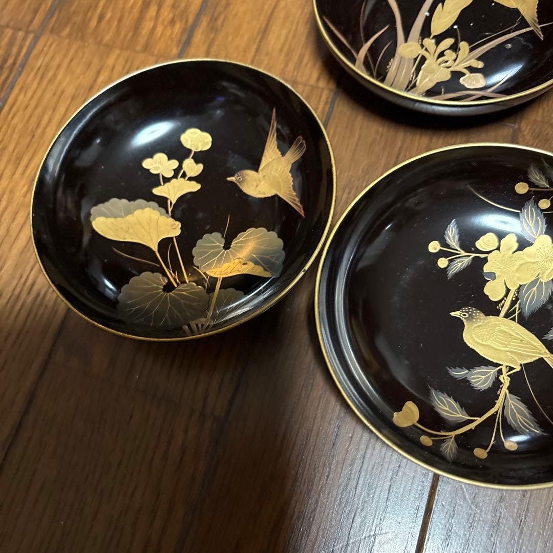 特別出品　アンティーク蒔絵が素敵な菓子皿10枚　鳥と花　風情あり　茶道具