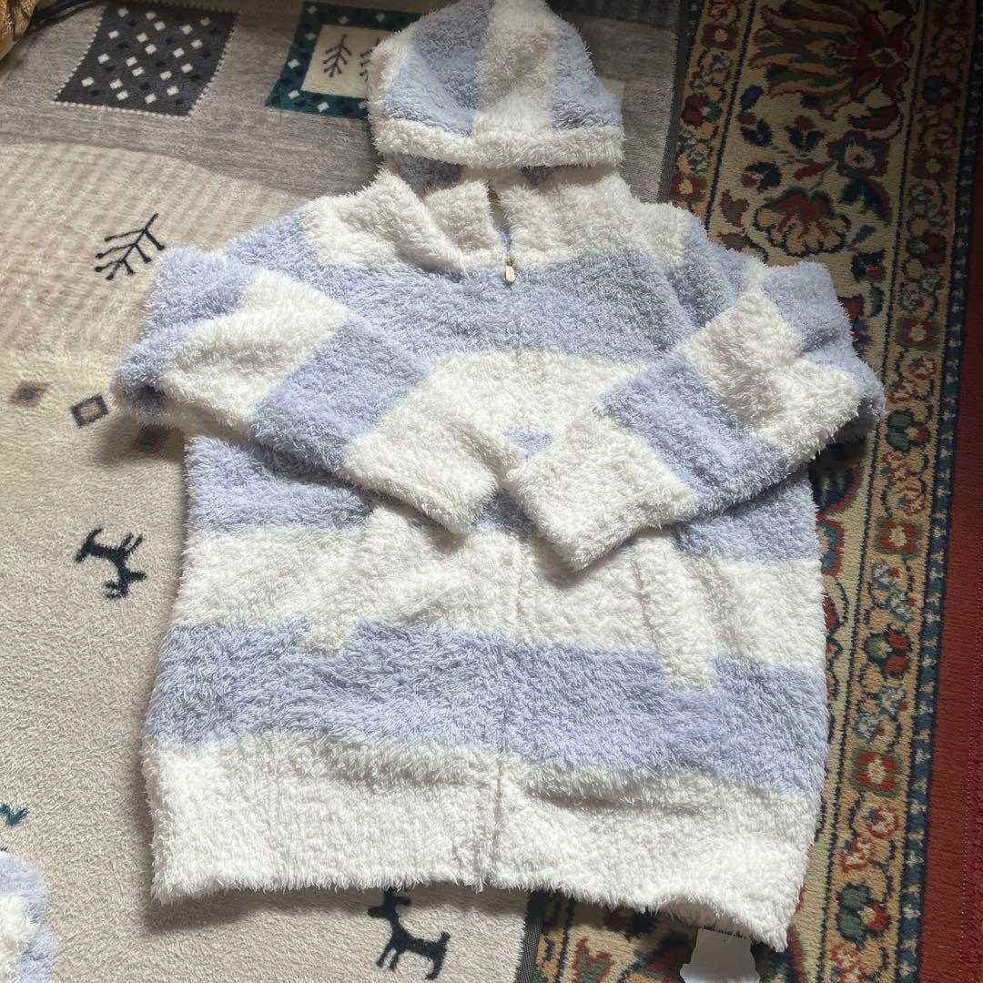 【新品タグ付】ジェラートピケ2ボーダーパーカ＆ショートパンツSET ヘアバンド付