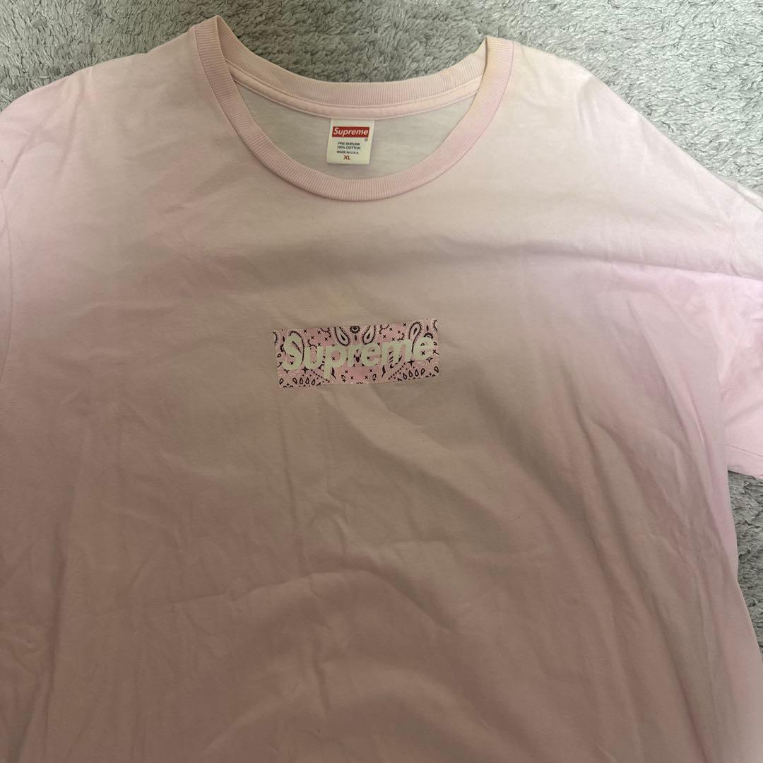 Supreme ピンク Tシャツ XL box logo バンダナ