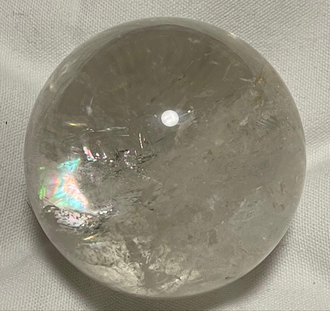 値下げ　大サイズ　虹入り水晶　スフィア（丸玉）　約8cm 790g