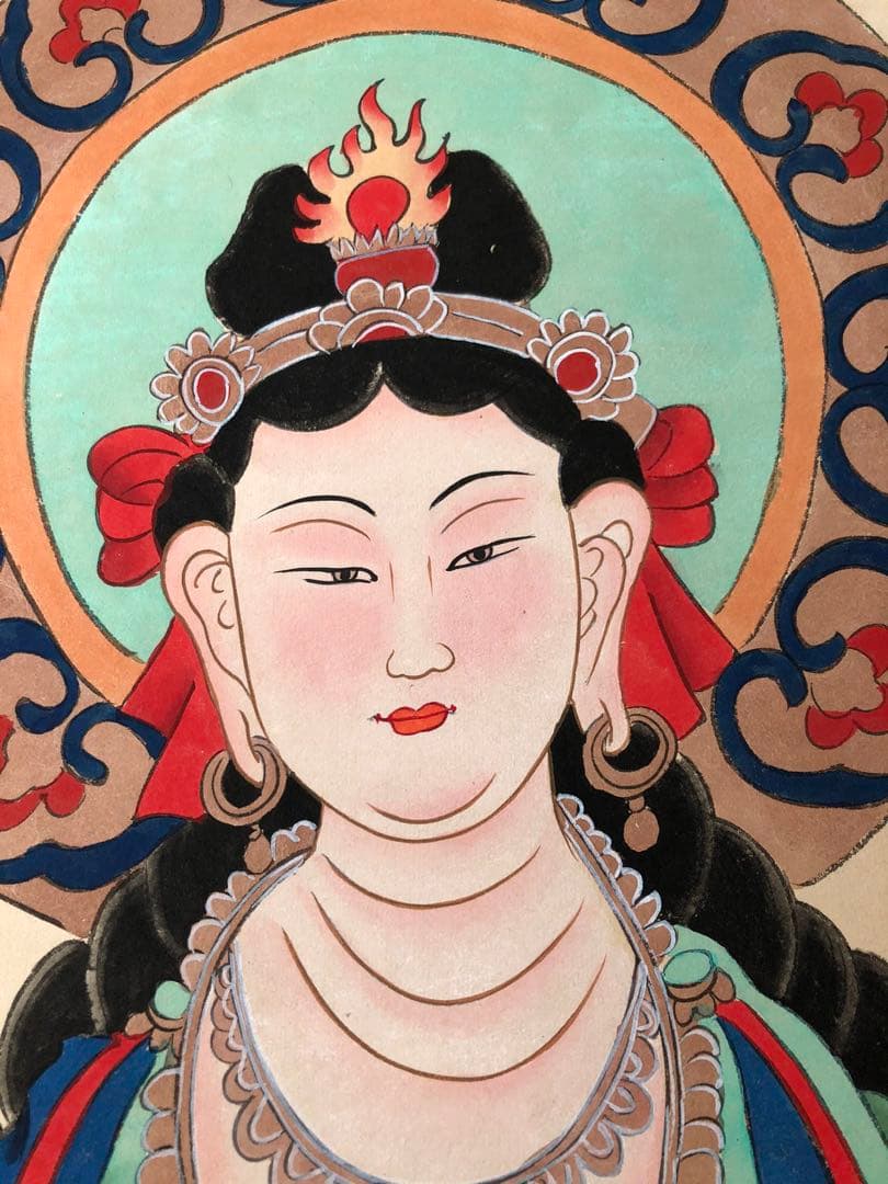 張大千 観音図 掛け軸 四尺 手描き 中国美術 絵画 仏画 観音菩薩 人物画