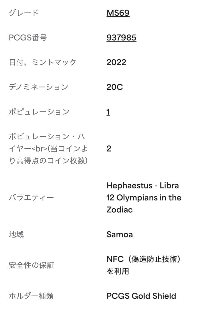 PCGS MS69 サモア 2022 20C金メッキ銅貨 十二星座 発行3千枚