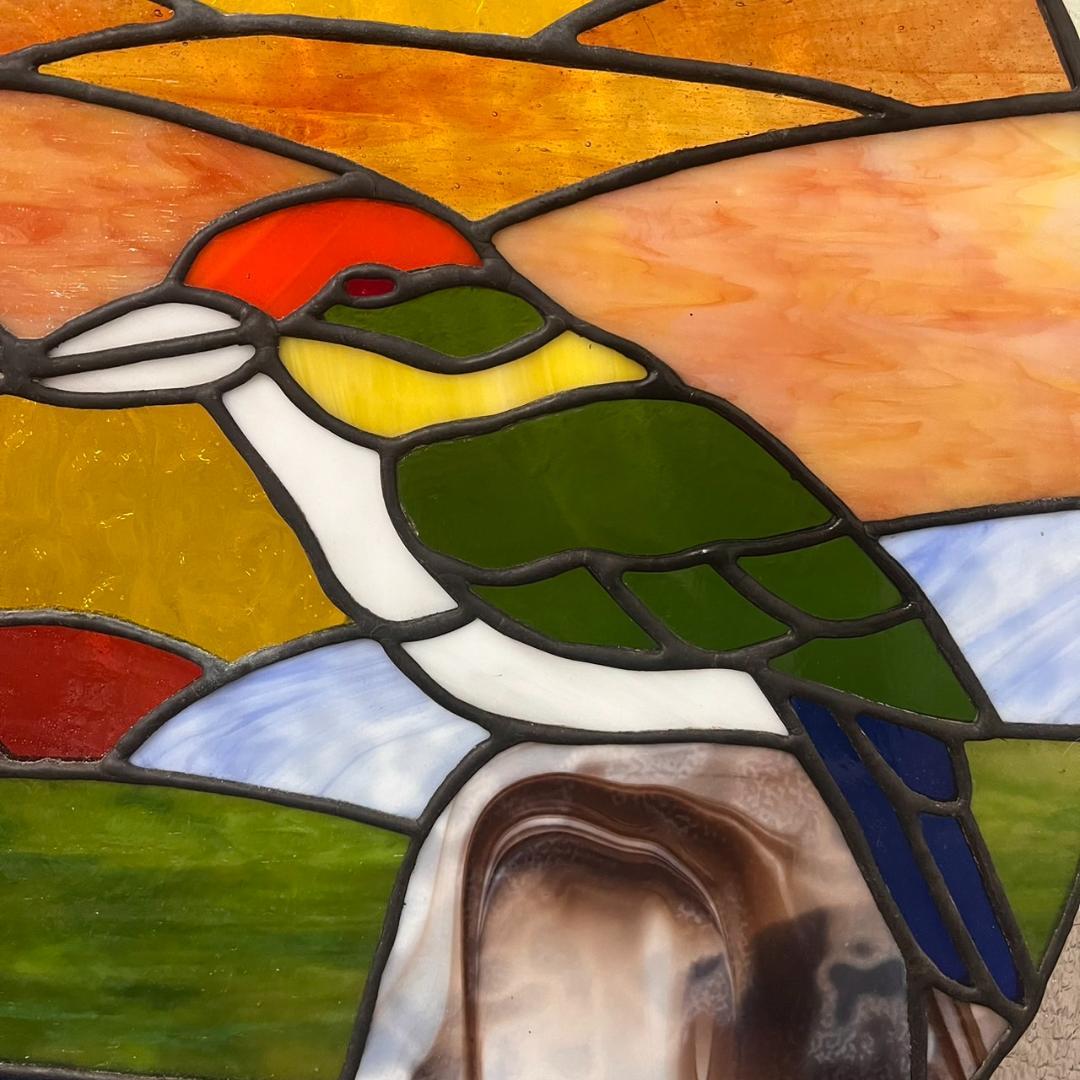 フォロー割　大型ヴィンテージ　ステンドグラス　アンティークパネル 82×83.5