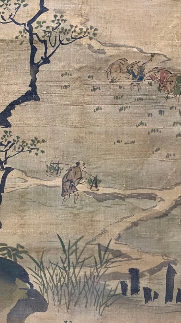 ②④ 中国？山水風景水墨画掛軸　署名捺印有り　作者不明　江戸時代？