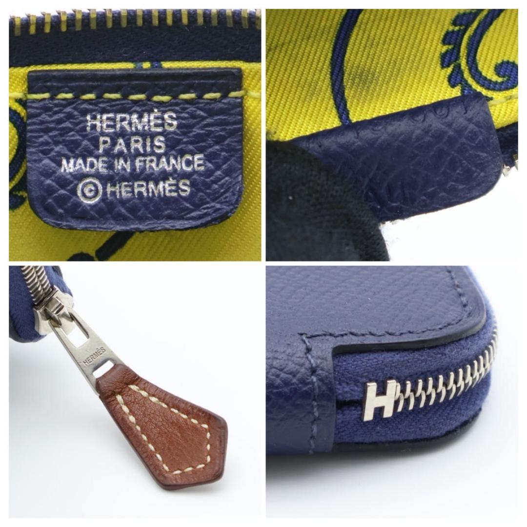 【極美品】HERMES アザップシルクイン　ケース　小銭入れ　ネイビー