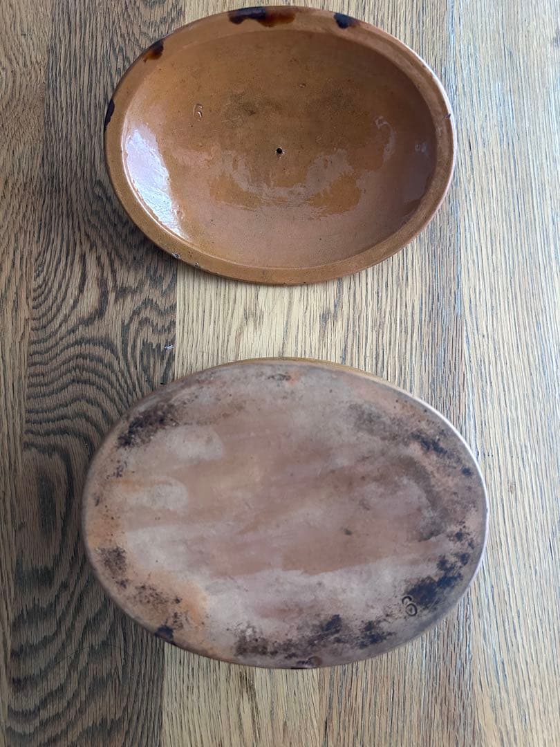 美品　ブラウン陶器オーバル型容器　テリーヌ容器