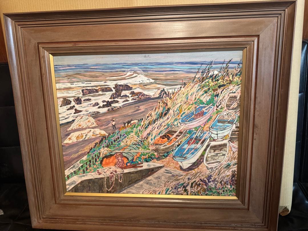 油絵 油彩画 アンティーク 大きいサイズ 【渥美表浜 荒れた日】