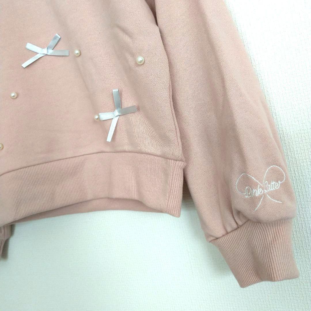 カフェオレ♡★新品 ピンクラテ★りぼんパ－ルトップス 130