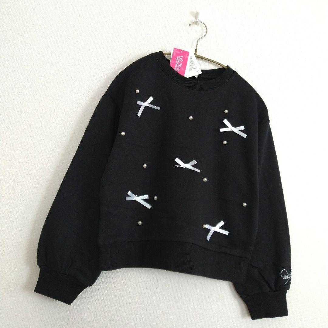 カフェオレ♡★新品 ピンクラテ★りぼんパ－ルトップス 130